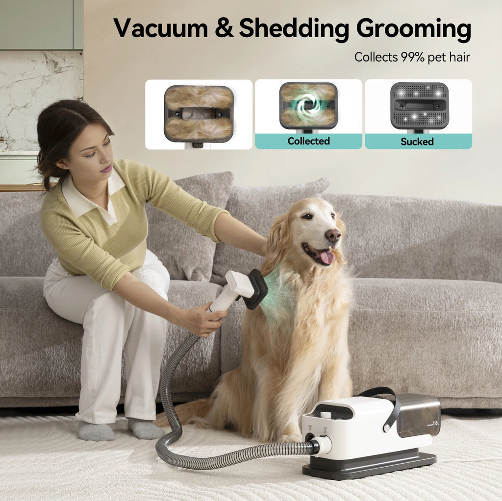 Pet Grooming Set Adjustable Speed and Temperature, 5 Proven Care Tools Dog Clipper