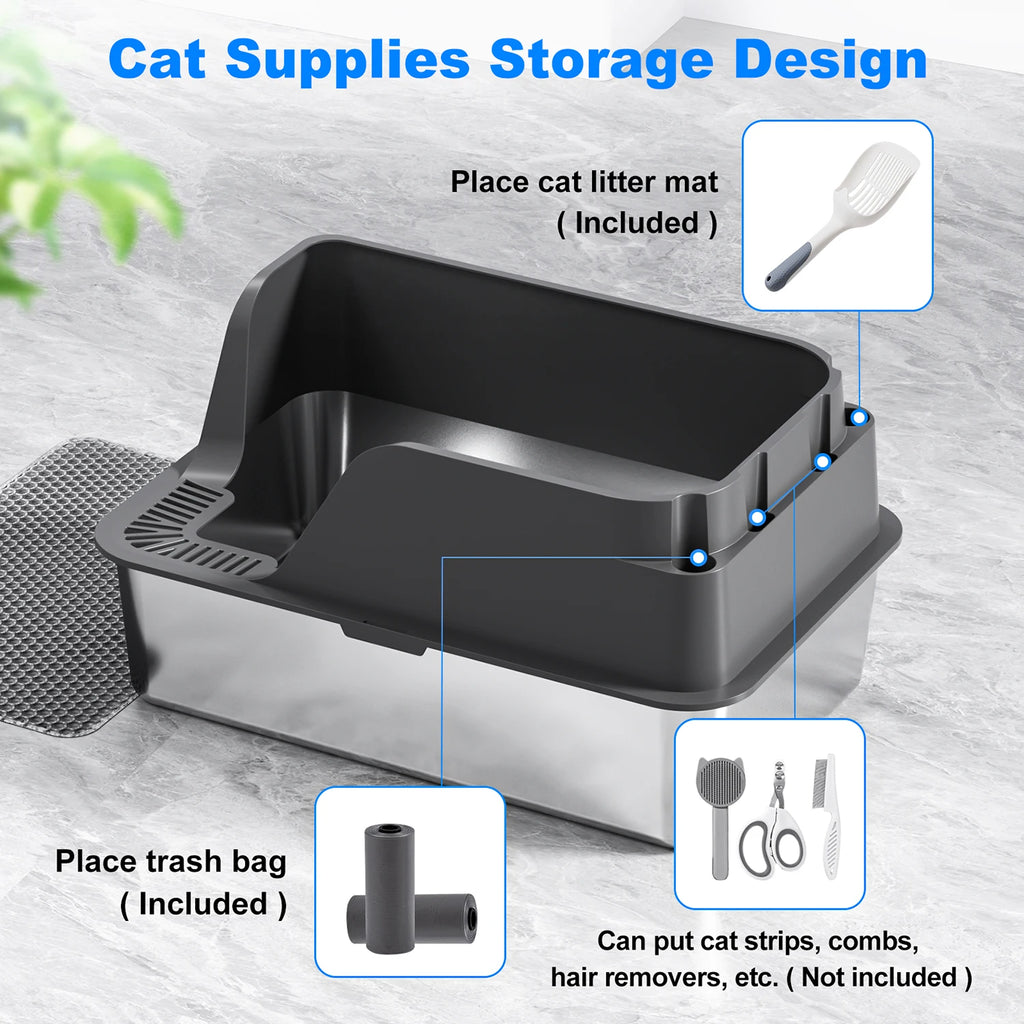 Stainless Steel Cat Litter Box,