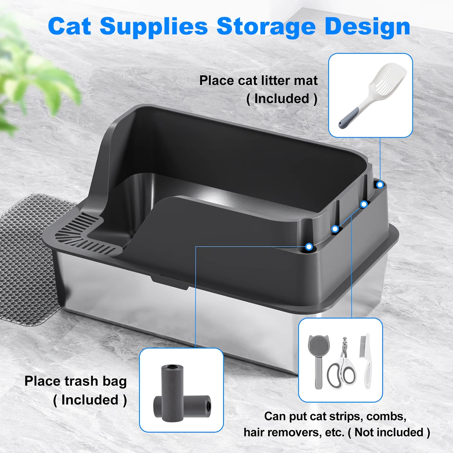 Stainless Steel Cat Litter Box,