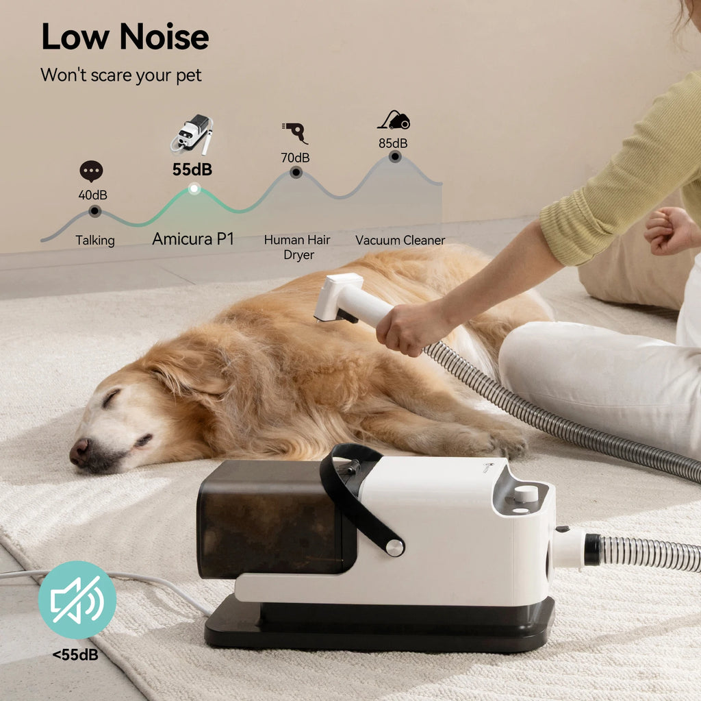 Pet Grooming Set Adjustable Speed and Temperature, 5 Proven Care Tools Dog Clipper