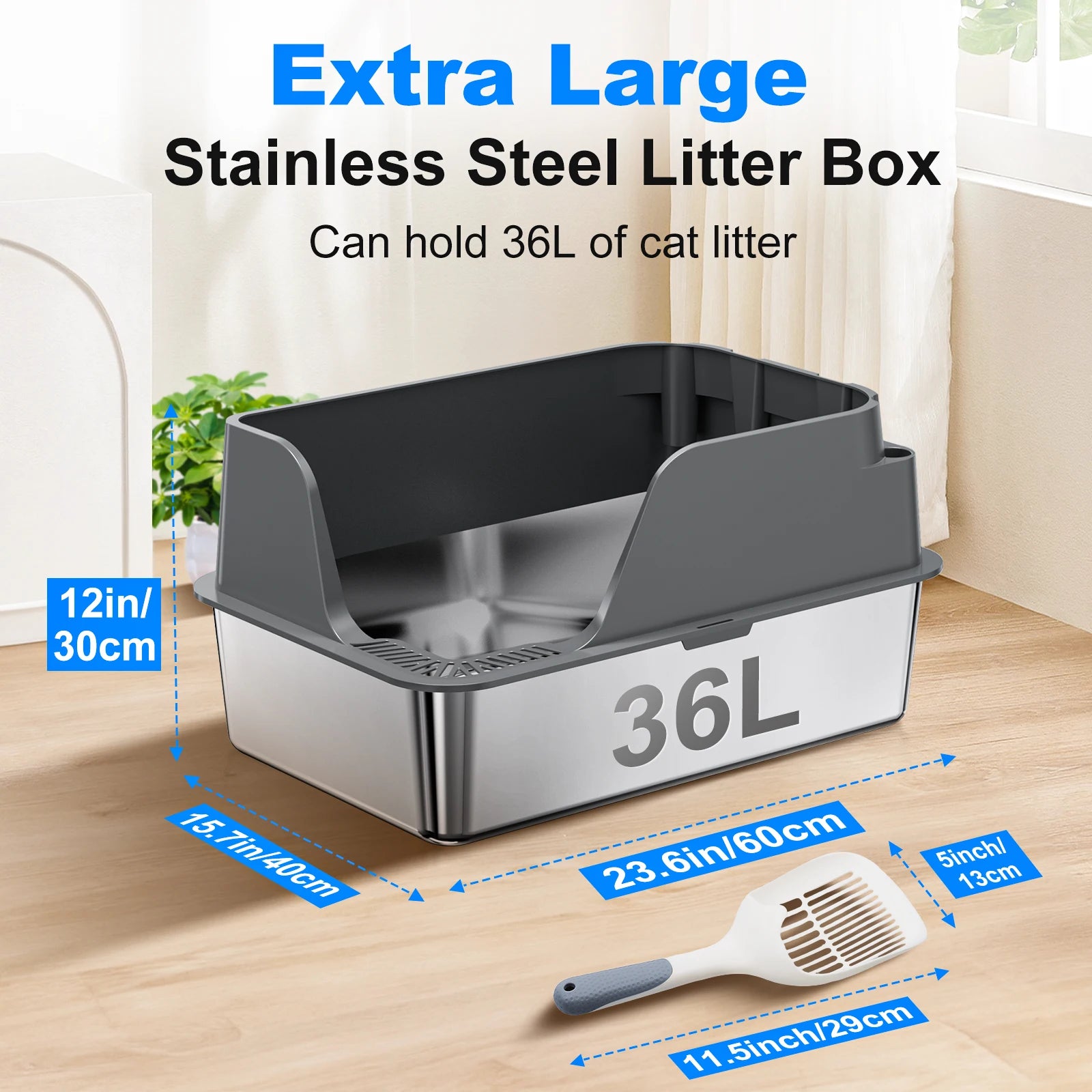 Stainless Steel Cat Litter Box,