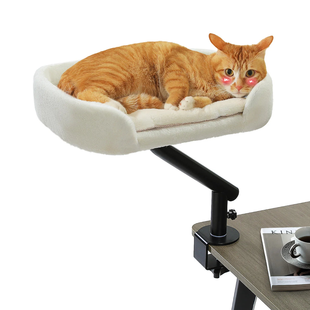 Cat Desk Bed, 360° Rotatable Cat Bed Stand