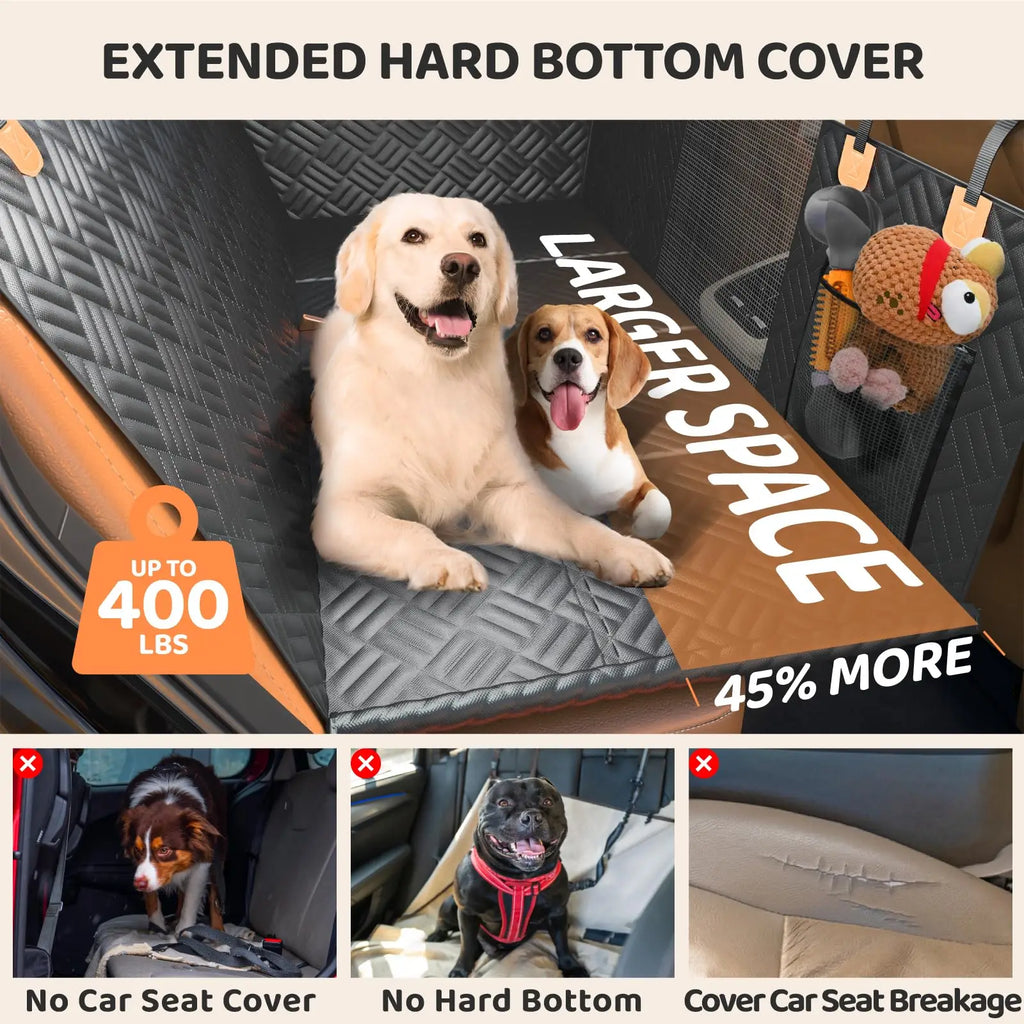 Car Rear Seat Dog Seat Cover, Hard Bottom Rear Seat Extender