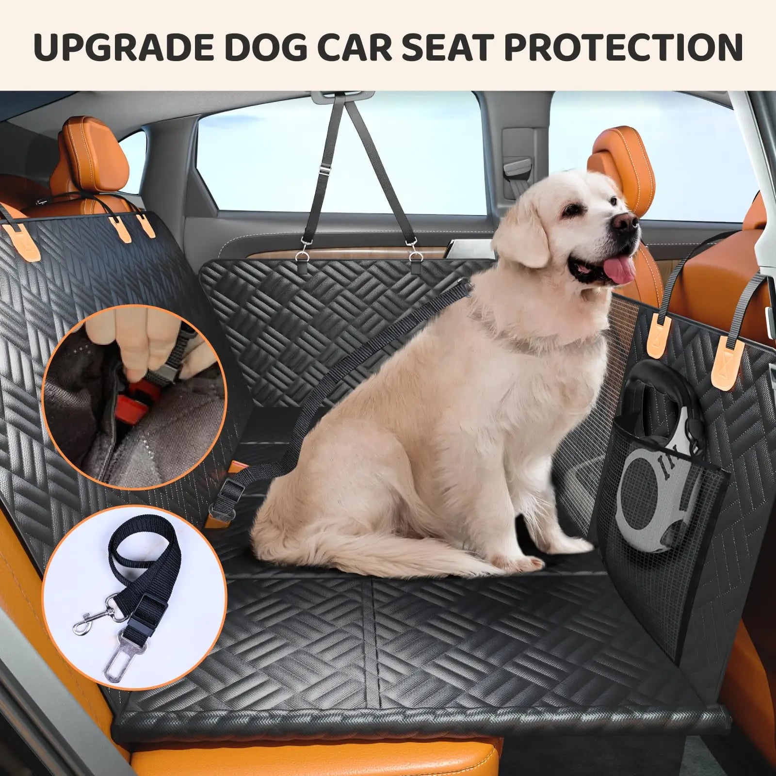 Car Rear Seat Dog Seat Cover, Hard Bottom Rear Seat Extender