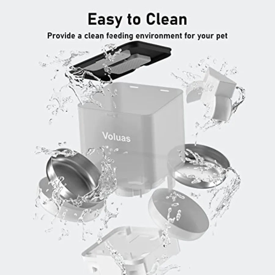 Automatic Cat Feeder for Two Cats, Double Pet Feeder with 2 Stainless Steel Bowls.