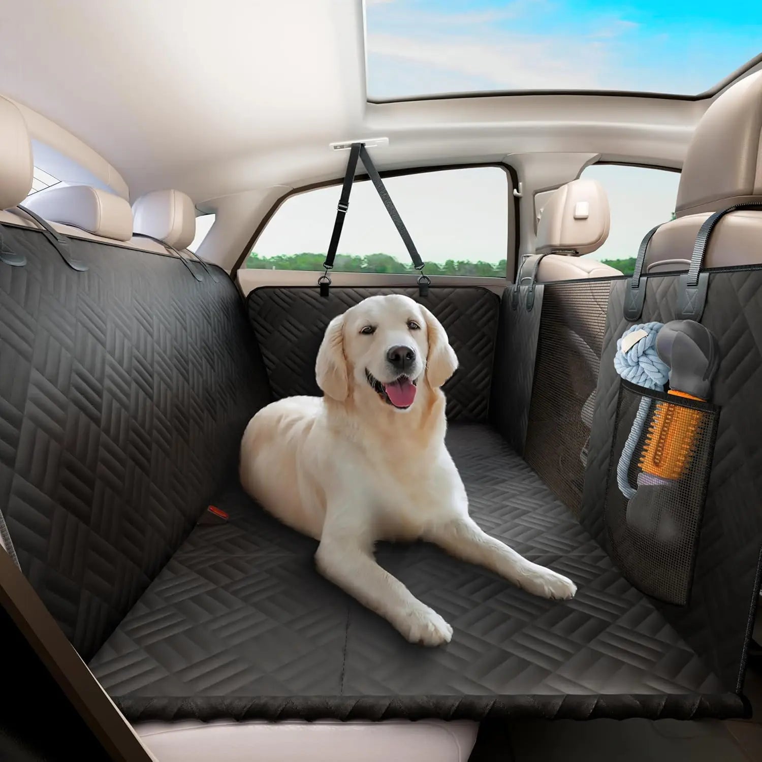 Car Rear Seat Dog Seat Cover, Hard Bottom Rear Seat Extender