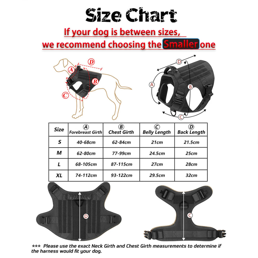 Tactical Dog Harness Collar Leash