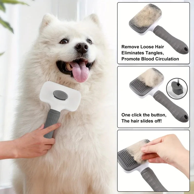 Effortless One-Step Clean Pet Grooming Brush