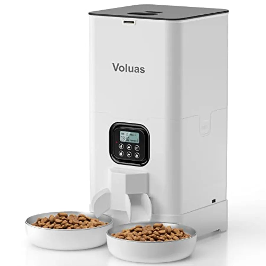 Automatic Cat Feeder for Two Cats, Double Pet Feeder with 2 Stainless Steel Bowls.